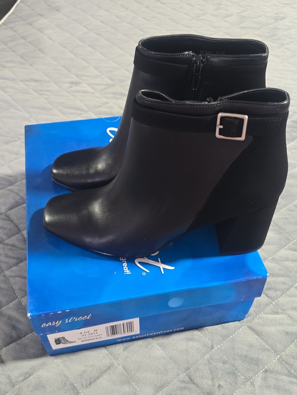 easy street Black Ankle Booties with Buckle Accent
